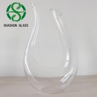 fancy hand made high quality clear l U shaped glass wine decanter