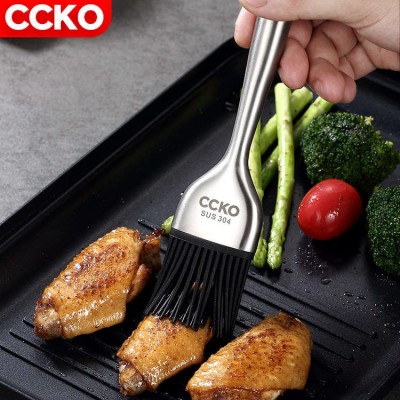 CCKO cooking oil barbecue bbq 304 stainless steel handle silicone basting brush baking brush silicone pastry brush for kitchen