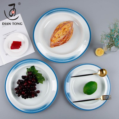 High quality 10/12.5/14 inch restaurant 100% melamine dish plates melamine dinner plate round shallow plates melamine