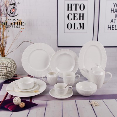 New style white wedding hotel crockery dinnerware set porcelain tableware set restaurant ceramic dinnerware porcelain dinner set