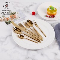 New arrival luxury wedding stainless steel golden spoon and fork knives stainless steel flatware set gold cutlery set