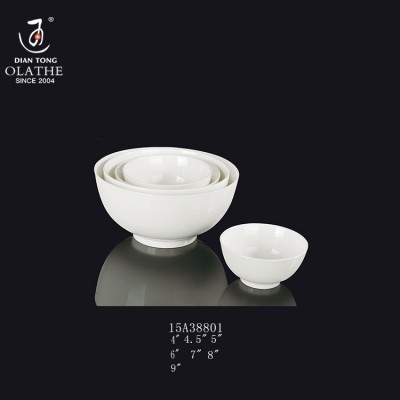 Custom 4/4.5/5/6/7/8/9 inch dinner round plain white rice porcelain serving ceramic soup bowl ceramic salad bowl ceramic bowl