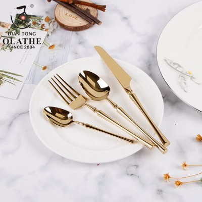 Luxury wedding golden knives and spoon fork set gold cutlery stainless steel cutlery set stainless steel flatware set