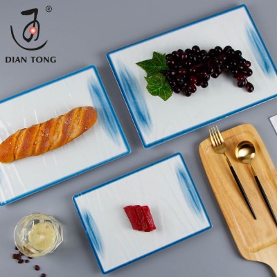 Custom logo 100% melamine rectangular dinner plate flat melamine rectangle plates melamine dish for restaurant and hotel