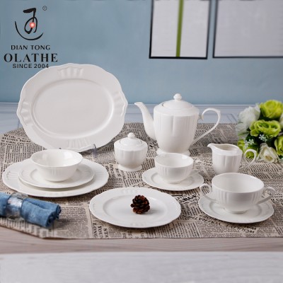 New arrival modern wedding hotel restaurant white ceramic crockery porcelain dinner set tableware dinnerware set